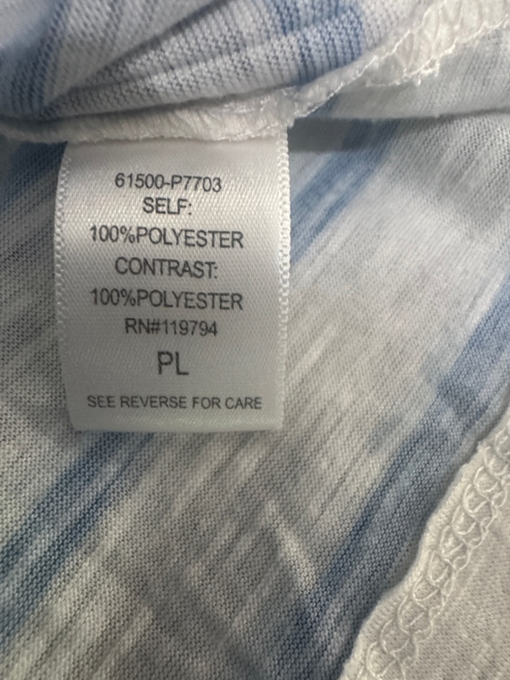 One World Blue Sheer Floral Top Striped Layered Boho Blouse PL - Picture 5 of 6